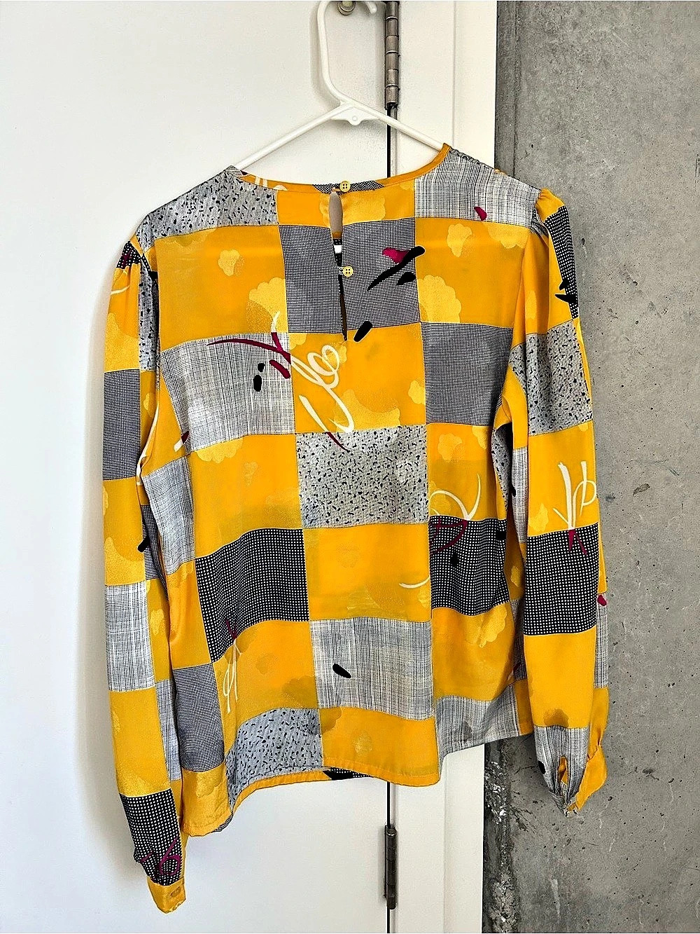 Vintage yellow patchwork blouse - Picture 2 of 3